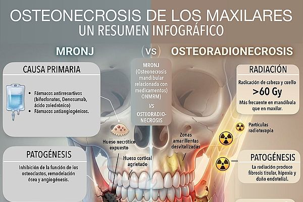 Osteonecrosis de los maxilares: diferencias entre MRONJ y osteoradionecrosis